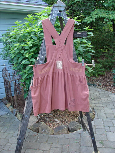 1995 Overall Jumper Fish Space Briquette OSFA features a creatively cut bib, crisscross back straps, oversized side pockets, and a wide, gathered skirt, embodying BlueFishFinder.com's vintage, expressive style.