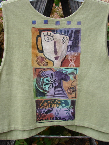 1997 Troubadour Vest with Abstract Fish Gal Theme Paint and Blue Fish Patch