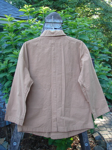 2000 Parachute Double Button Jacket Floral Carmel Altered Size 1 displayed on a hanger, featuring a double-breasted design, 8 metal buttons, cuffed sleeves, and two small front pockets.