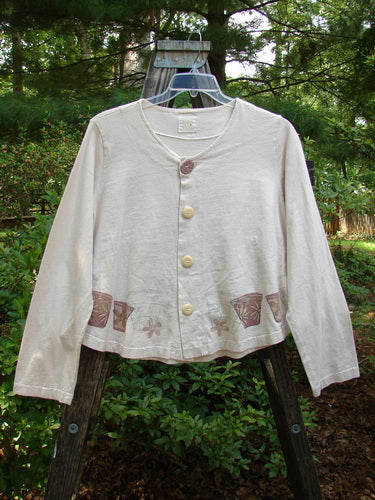 1999 Coffee Top Flowerpot Tea Dye Size 1 on a swinger, showcasing a sweeping hemline and big button closures, perfect vintage Blue Fish style from the Spring Collection.