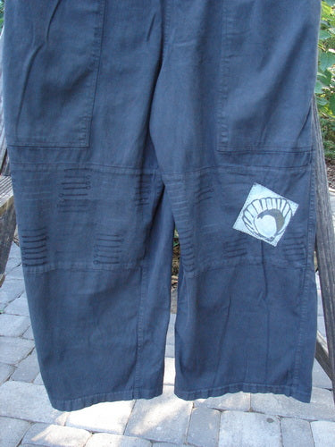 2001 Patched Twill Anisette Overall Pant Jumper Licorice Size 1 featuring painted bib pocket, deep side pockets, knee panels, and metal button closures on a medium brushed twill stretch fabric.