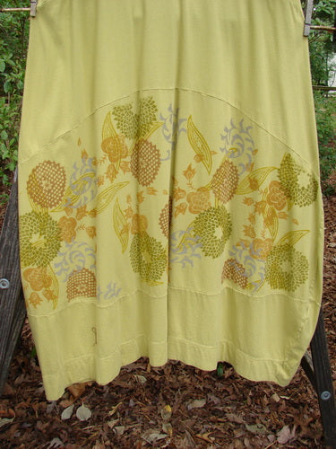 Barclay Gather Sectional Banded Petal Dress Whimsical Garden Split Pea Size 1, featuring a floral design, whimsical garden theme, V neckline, banded sleeves, and varying hemline.