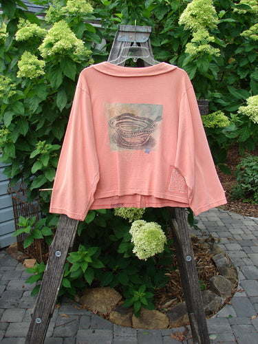 1994 Box Pocket Jacket Reef Harp Star Size 1 displayed on a wooden ladder, featuring a unique collar, large painted front pockets, vintage buttons, and a signature Blue Fish patch.