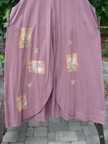 1996 State Fair Vest Pine Twig Laurel Size 1, featuring a single cloth-covered oversized button, double-paneled hemline, and a super wide A-line shape with a pine twig theme.