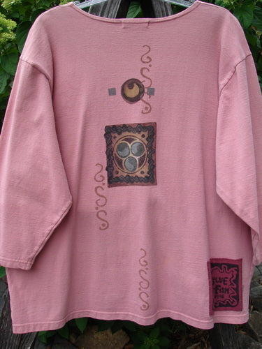 1996 Celtic Jacket of Picts Caille OSFA with deep V-neckline, tiny front snaps, contrasting hem pockets, and large Celtic-themed paint, perfect for vintage Blue Fish Clothing enthusiasts.