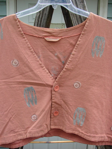 1994 Spruance Vest Topiary Cliff OSFA displayed on a hanger, featuring silver designs and generous paint detailing. Unique crop layering and dual button closure highlight its vintage charm from Bluefishfinder.com's collection.