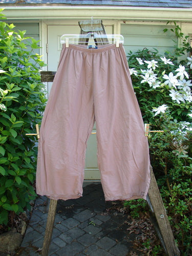 Barclay Batiste Tiny Flutter Pocketless Pant Unpainted Dark Mallow Size 0, featuring a unique sweet bottom flutter, full elastic waistline, and slightly widening lowers, highlighted in a lightweight cotton batiste.