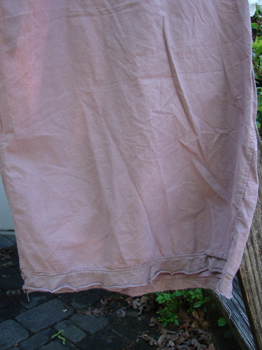 Barclay Batiste Tiny Flutter Pocketless Pant Unpainted Dark Mallow Size 0, showcasing a unique sweet bottom flutter, full elastic waistline, longer straight shape, and slightly widening lowers, perfect for summer wear.