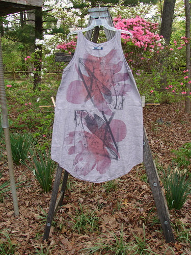 Barclay Linen Round Bottom Pinafore Flying Wing Mallow Size 0 on a rack, showcasing its scoop neckline, A-line shape, and rounded hem, embodying Bluefishfinder.com's vintage-inspired creative style.