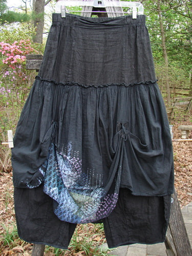 Barclay Linen Batiste Fusion Pant Skirt Galaxy Black Size 0 featuring a unique tie-dye design with dual ties and a layered look, showcasing Bluefishfinder.com's vintage-inspired creativity.