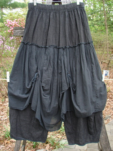 Barclay Linen Batiste Fusion Pant Skirt Galaxy Black Size 0 features ruffles and dual tie accents, highlighting its unique silhouette. Ideal for expressing individuality, aligning with Bluefishfinder's vintage ethos.