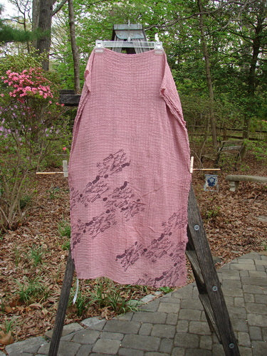 Barclay NWT Crinkle Cotton Scarf Wheat Field Plum Rose OSFA displayed on a wooden ladder, showcasing its soft texture and wheat field pattern, suitable as a shawl or waist wrap.