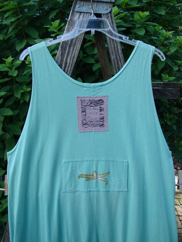 1997 Farmer Brown Overall Beach Salamander Altered OSFA featuring whimsical dual front bushel pockets, wide paneled legs, and signature Blue Fish patch, embodying playful comfort and vintage charm.