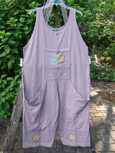 Close-up of the 1997 Farmer Brown Overall Ocean Life Jasmine OSFA, showcasing the whimsical dual front bushel pocket and wide paneled legs, embodying the playful and comfortable spirit of BlueFishFinder.