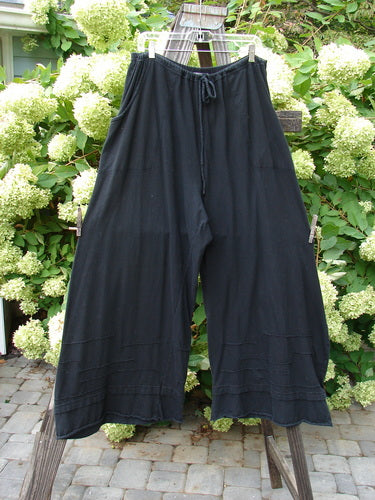 Barclay Drawcord Plane Wave Pant Unpainted True Black Size 2 displayed on a rack, showcasing its full drawcord waistline and faired, paneled lowers, perfect for versatile styling.