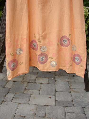 Barclay Linen A Line Shift Dress Bubbles Sherbet Size 2 with a rounded neckline, empire waist seam, and fully sweeping lower skirt, showcasing medium weight linen and bubble theme design.