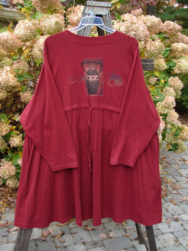 1997 Mask Jacket Primitive Vase Regalia Size 2, featuring a bell shape, two-button closure, deep side pockets, and a primitive vase design on mid-weight cotton. Perfect condition from the Winter Collection.