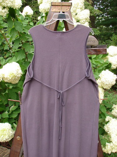 2000 Thermal Lannean Jumper Ric Rack Brum Size 0 displayed on a mannequin, showcasing its longer bell shape, rounded V neckline, flannel front pockets, and side laced hemlines.