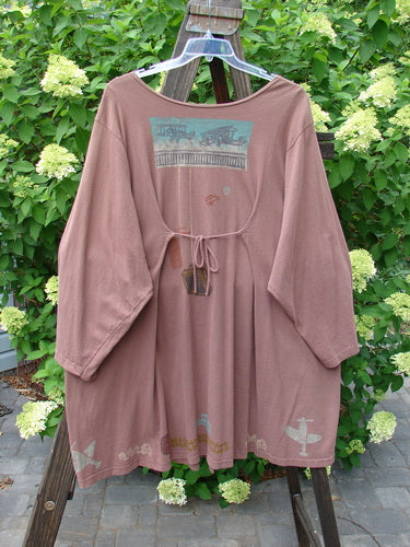 1993 Blueline Jacket Antique Aircraft Dried Rose Size 2 displayed on a mannequin, featuring colorful aircraft-themed paint, detailed buttons, and unique paneling with drawcord ties.