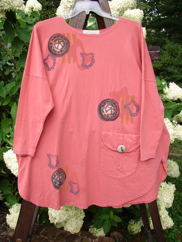 1996 Long Sleeved Pop Top Boulder City Oriole OSFA featuring a scooped rolled neckline, oversized front pocket with ceramic button, rear drawcord, and signature Boulder City Theme paint.