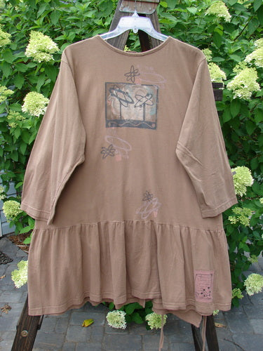 1995 Clothespin Jacket Space Travel Mudpie OSFA featuring frills, graphic planet and star design, single large pocket, distinctive blue buttons, and a flared lower flounce for a vintage, whimsical look.