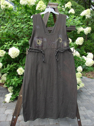 1994 Scroll Jumper Wind Edo Black OSFA: A dress on a clothesline, with a double-layered upper bodice and deep arm openings.
