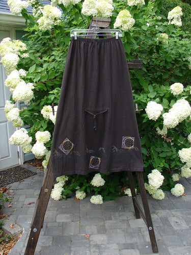 1998 Low Pocket Skirt Shoe Luck Mortar Size 1 displayed on a rack, featuring dual lower drop pockets and a full elastic waistline from the Holiday Winter Resort Collection in organic cotton.
