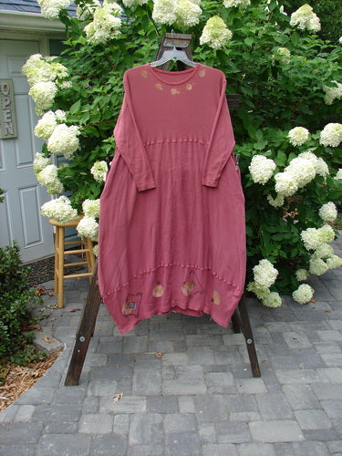 1997 Thermal Parlor Dress Many Moons Fascia Size 1 on a rack, showcasing its ribbed upper, thermal waffle lower, deep side pockets, and unique hemline sections.