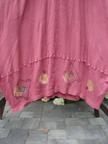 1997 Thermal Parlor Dress Many Moons Fascia Size 1 featuring a ribbed upper, thermal waffle lower, deep side pockets, and artistic moon-themed drawings.