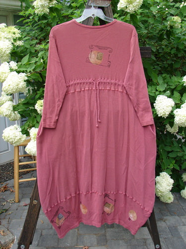 1997 Thermal Parlor Dress Many Moons Fascia Size 1, featuring a cozy ribbed upper, thermal waffle lower, deep side pockets, and intricate Many Moons artwork, displayed elegantly on a mannequin.