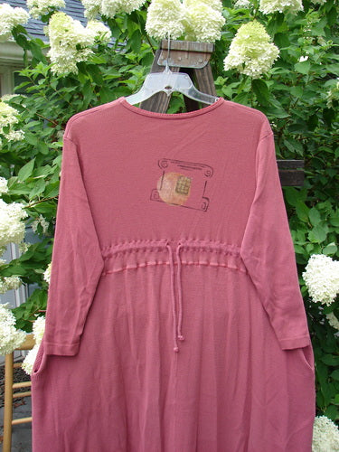 1997 Thermal Parlor Dress Many Moons Fascia Size 1 on a mannequin, showcasing its ribbed upper, thermal waffle lower, deep side pockets, and detailed stitched neckline.