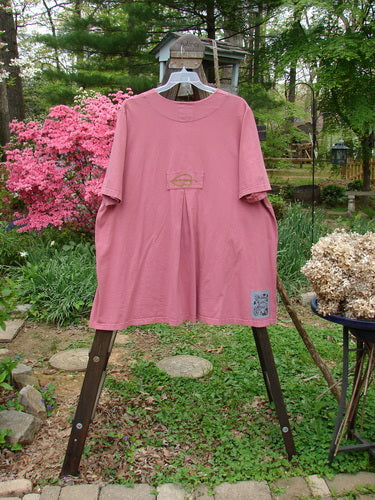 2000 Double Decker Pocket Top Garden Bug Rose Size 2, displayed on a clothesline, featuring two stacked front pockets and a pleated backline for a flattering fit.