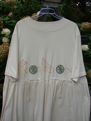 1999 NWT Vintage Button Dress Stone Skip Natural Size 2 features 11 small buttons, 3 larger waist buttons, high front pockets, deep pleats, and a stone-skipping theme design.