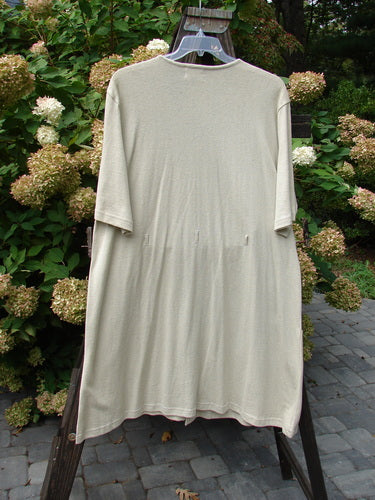 2000 Cotton Hemp 3 Block Cardigan Unpainted Dove Size 2 displayed on a hanger, showcasing its straight shape, V neckline, and tri-colored accents.