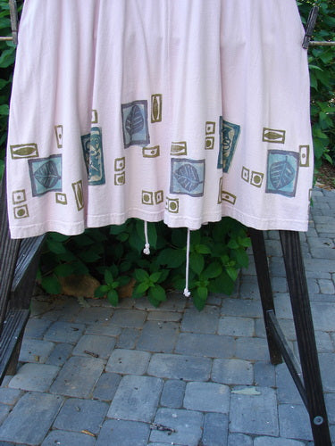 1993 Jazz Dress Star Leaf Ash Pink Size 1 featuring wide A-line shape, inverted triangular neckline, rear cord lacings, and signature 1993 Blue Fish patch with star leaf design.