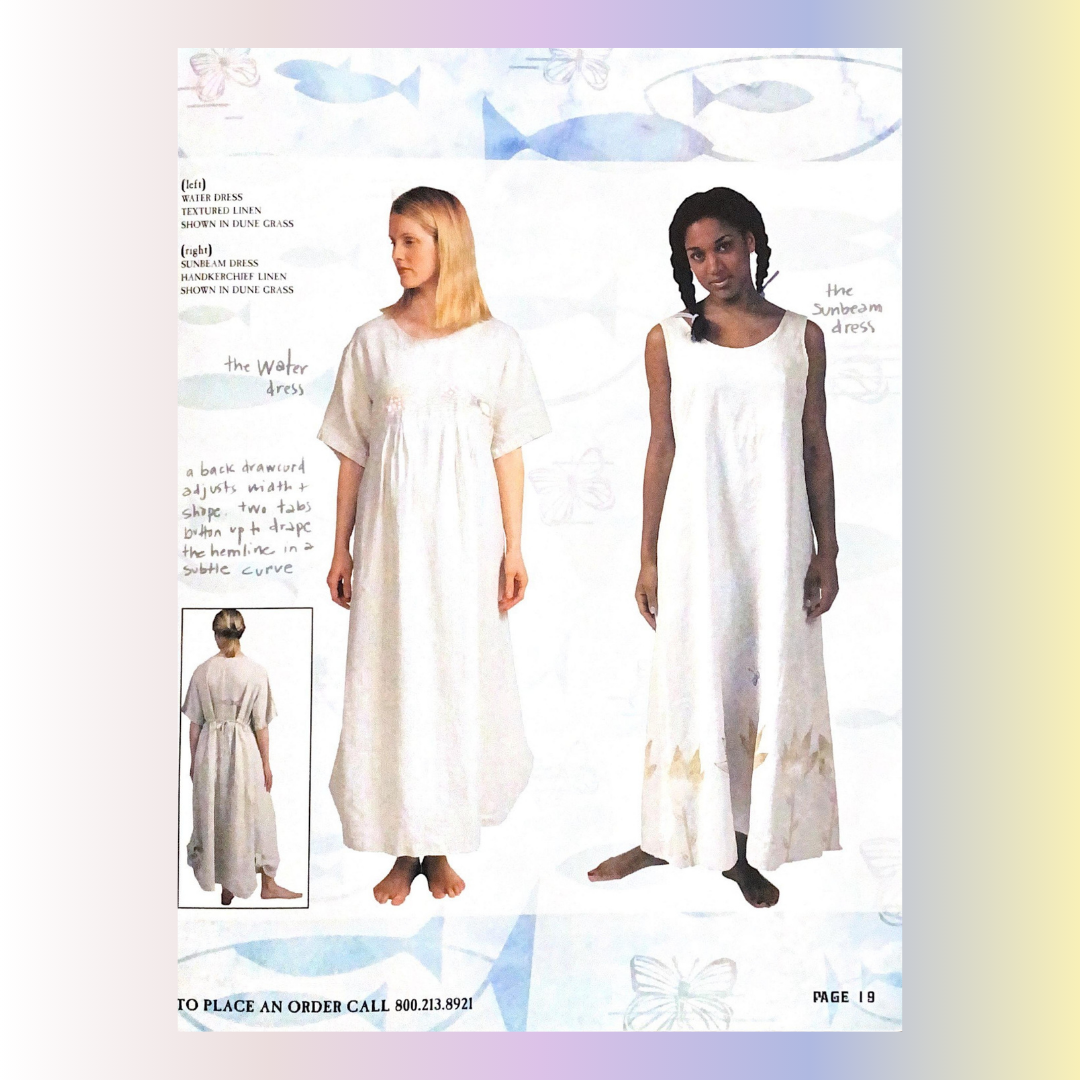 A model displays the thermal collection from Fall 1999. Her stance resembles a ballerina as he toe turns outward, hands at her side and leaning back a touch. She has full dark hair and the pant is ankle length showing her platform shoe and sock.