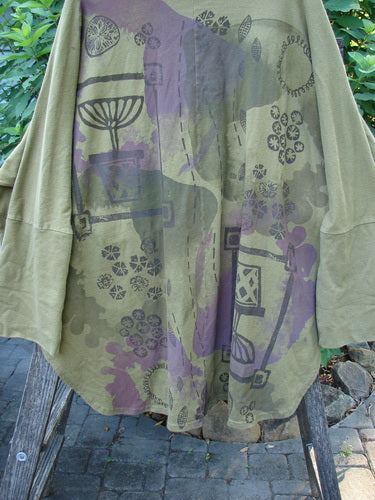 Barclay Reprocessed Golden Hour Deco Jacket Rear Folly Peapod OSFA features a dense cotton texture, dolman shoulders, ribbed sleeves, a deep V-neck, and diagonal oversized pockets, reflecting Bluefishfinder.com's vintage aesthetic.
