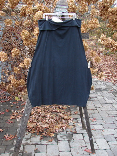 Barclay NWT Cotton Lycra Fold Over Bottom Bell Skirt on stand with close-up details of fabric and design.