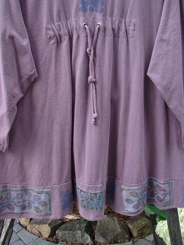 1993 Modernismo Cardigan Nature Plum Wine Size 2 featuring a generous nature theme, old timely buttons, kangaroo pockets, drawcord back, oversized patch, and thick banded hemline, displayed in perfect condition.