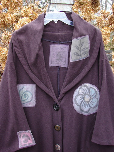 1994 Patched Wool Falling Snow Coat with Multi Colored Patches, OSFA