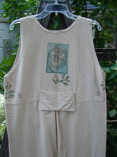 1995 Tab Jumper Magic Forest Natural Altered OSFA, showcasing an extreme scoop neckline, drop waist seam with a tiny pocket, and a rear painted tab, tailored for a slimmer, shorter fit.