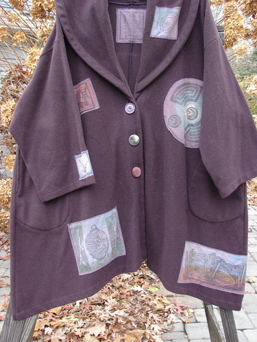 1994 Patched Wool Falling Snow Short Coat with Geisha Gal Theme