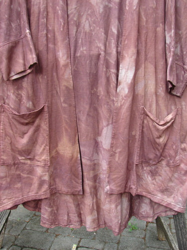 Barclay Bamboo Dolman Day Jacket Unpainted Mottled Autumn Copper OSFA, featuring an open front, dolman long sleeves, cuffed lower sleeves, and two exterior drop front pockets, highlighting its unique, soft draping texture.