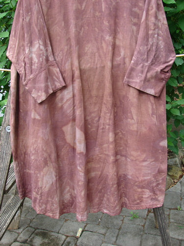 Close-up of Barclay Bamboo Dolman Day Jacket in Mottled Autumn Copper, featuring an open front, dolman sleeves, and cuffed lower sleeves, showcasing its soft draping bamboo organic cotton blend.