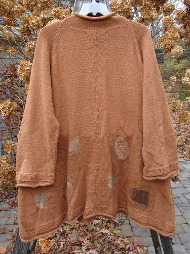 1998 Rocky Mountain Raglan Sweater with floral design and loose mock turtleneck, made from soft cotton knit. OSFA.