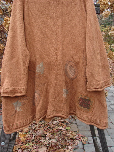 1998 Rocky Mountain Raglan Sweater with loose mock turtleneck and nature walk theme patch.