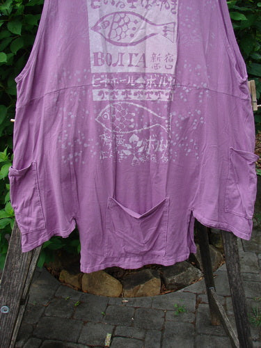 Barclay Flowerpot Top Promotional Fish Peony OSFA featuring unique drop pockets, a ribbed neckline, flared A-line shape, and fish-themed paint, embodying Bluefishfinder.com's creative and expressive style.