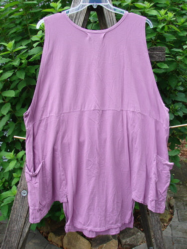 Barclay Flowerpot Top Promotional Fish Peony OSFA features unique drop pockets, ribbed neckline, and flared A-line shape, hanging on a clothesline, illustrating its creative design from BlueFishFinder.com.