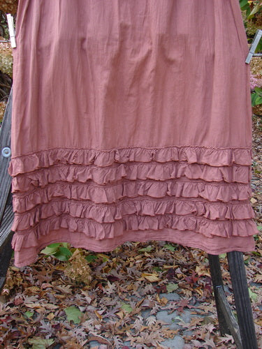 Barclay NWT Voile Foldover Five Ruffle Skirt on clothesline, showcasing delicate textures and a billowy flare.