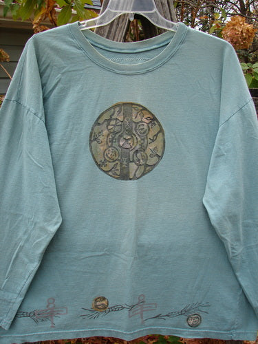 1993 Long Sleeved Tee Medallion Field Ocean OSFA features intricate designs, embodying Bluefishfinder.com's vintage charm. Ideal for expressing individuality through timeless style.